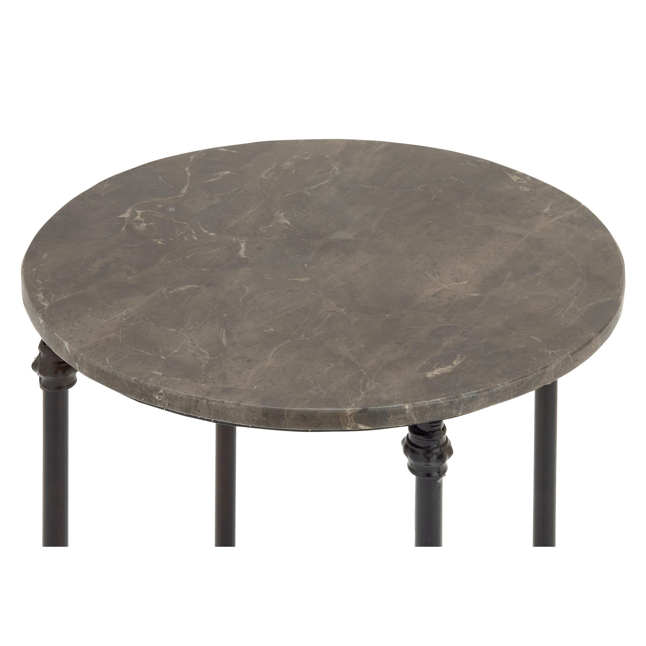 DecMode 18" x 26" Brown Marble Accent Table with Bronze Metal Legs, 1-Piece