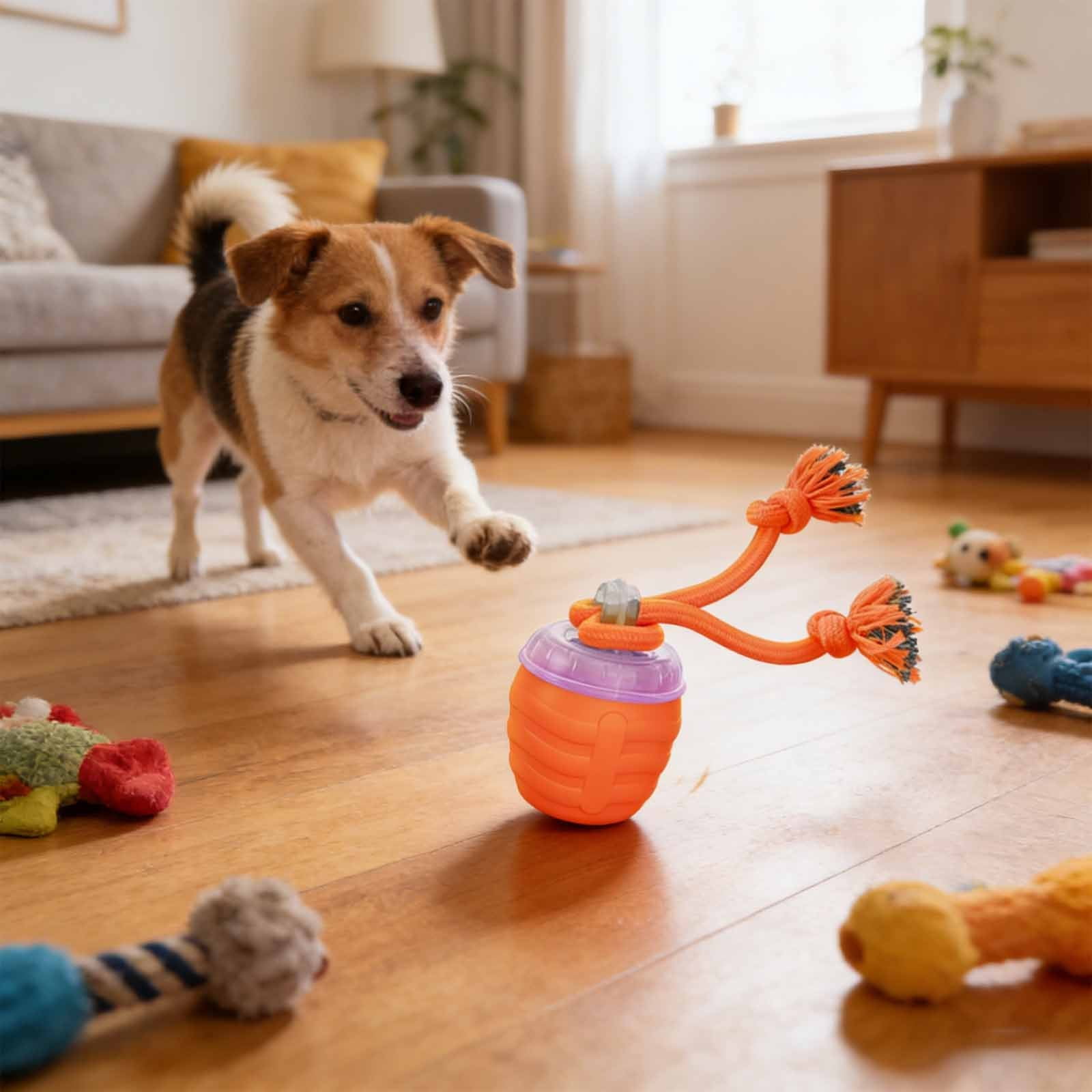 Interactive Dog Toys, 2026 Upgraded Motion Activated Squeaky Cat Balls, 360° Smart Automatic Rolling Moving for Bored Pet Cats Dogs, Interactive Dog Balls (Orange)