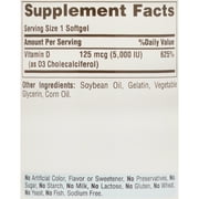 Puritans Pride Vitamin D3 5000 IU Softgels, 200 Count