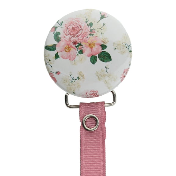 Vintage Flowers Pacifier Clip with Matching Rose Ribbon