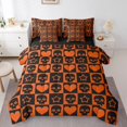thumbnail image 1 of Erosebridal Skull Stars Bedding Sets Full Size, Sugar Gothic Bedding Full Size, Orange Patchwork Reversible Comforter Sets with Sheets, Microfiber Room Decor, 7 Pieces, 1 of 6