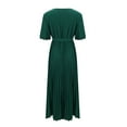 thumbnail image 5 of Great Gifts for Less Ofreoo Women's Casual Solid Color Round Neck Large Size Elastic Waist Stitching Long Skirt Dress Long Sleeve Round-Neck Ankle Dress Fall Outfits for Women 2024, 5 of 7