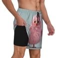 thumbnail image 2 of Naloa Adorable Pink Fluffy Birds Print Men Swim Trunks with Compression Liner ,Board Shorts,Men's Swim Shorts with Drawstring and Elastic Waistband-Small, 2 of 6