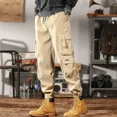 thumbnail image 2 of Pantalones negros de otoño para hombre, pantalones cargo para hombre, multibolsillos, ropa de trabajo de color caqui, multibolsillos, ropa holgada barata más barata Y2k, 2 of 5