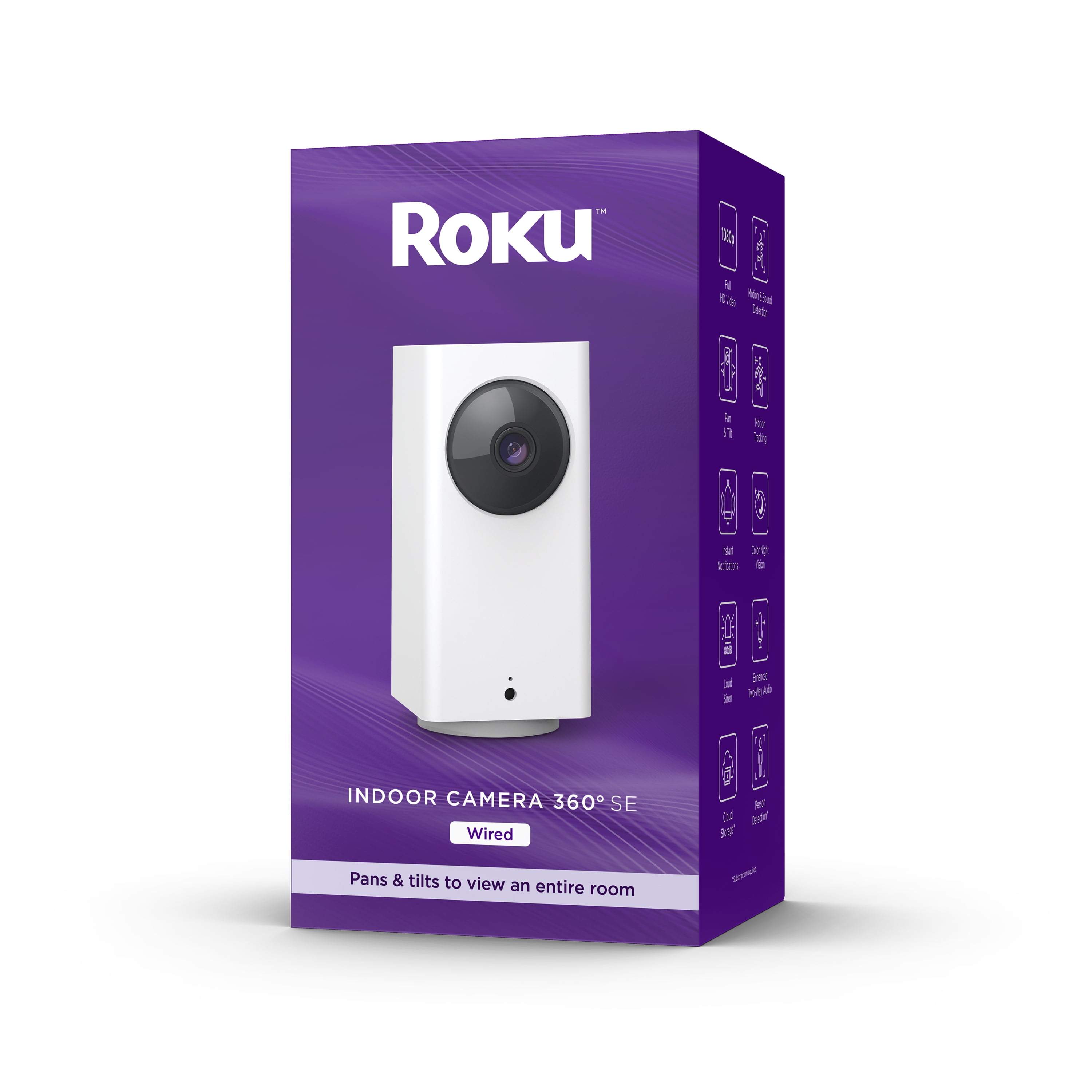 Roku Smart Home Indoor Camera 360 SE Wi-Fi-Connected - Wired Security Surveillance Camera with Motion Detection and Tracking