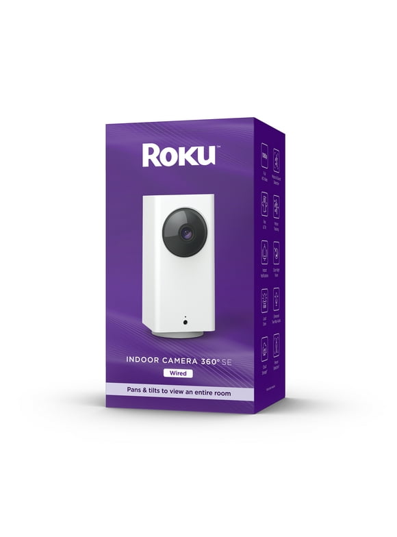 Roku Smart Home Indoor Camera 360 SE Wi-Fi-Connected - Wired Security Surveillance Camera with Motion Detection and Tracking