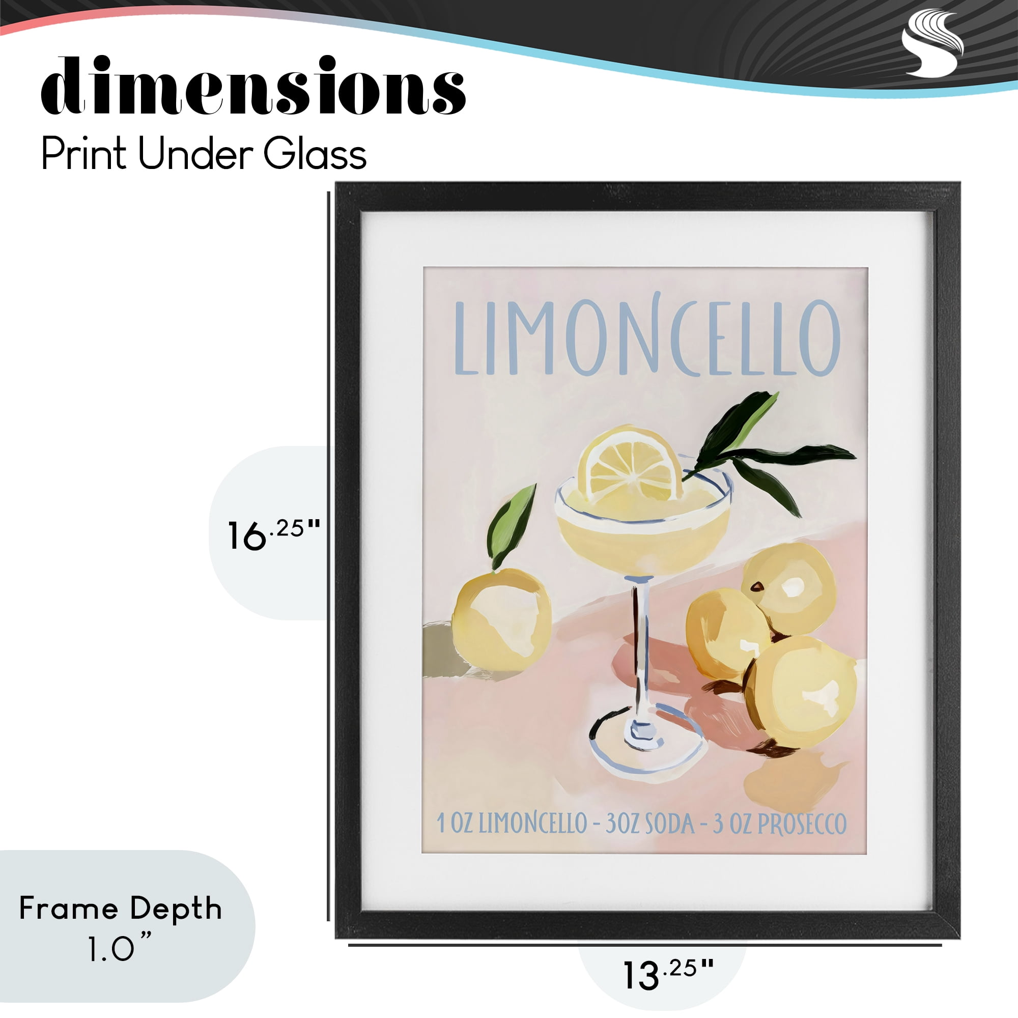 Stupell Industries Limoncello Summer Cocktail Black Framed Print Under Glass, design by Sisi and Seb