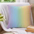 thumbnail image 3 of Pillow Covers 18x18 Set of 2, Thin Rainbow Striped Throw Pillow Covers Decorative Couch Cushion Cover, Farmhouse Modern Stripes Microfiber Soft Square Pillowcases for Bedroom Living Room Sofa, 3 of 9