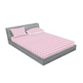 thumbnail image 2 of Ambesonne Geometric Fitted Sheet & Pillow Sham Set, Modern Striped Art, Full, White Pink Grey, 2 of 2