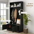Modern Entryway Furniture, Wide Storage Hall Tree with Bench, Coat Rack & Shoe