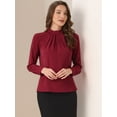 thumbnail image 4 of DARING DIVA Chiffon Blouse for Women's Long Sleeve Work Shirt L Dark Red, 4 of 6