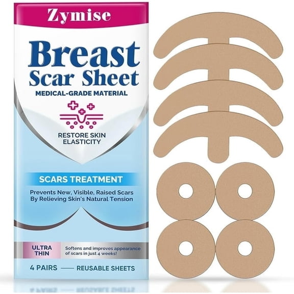 2-PACK Silicone Scar Sheets for Breast, Silicone Scar Tape, Reusable and Effective Breast Silicone Scar Sheets, 4 Pairs