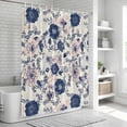 thumbnail image 6 of Navy Blue Floral Bathroom Shower Curtains with 12 Hooks Polyester Waterproof Shower Curtain for Stalls and Bathtubs Vintage Watercolor Botanical Flower Leaf Decorative Bathroom Curtain 36x72 Inches, 6 of 9