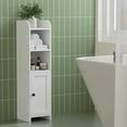 thumbnail image 5 of Small Bathroom Storage Corner Floor Cabinet with Door and Shelves, Beside The Toilet Paper Stand for , Narrow Toilet Paper Cabinet, 9.8" D x 7.9" W x 31" H, White, 5 of 8