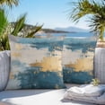thumbnail image 4 of Absstract Color Block Outdoor Pillow Covers Pack of 2 Gold Blue Gradient Art Waterproof Throw Pillow Covers Decorative Cushion Cases for Patio Garden Tent Balcony Couch 18x18 inch, 4 of 8