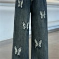 thumbnail image 5 of RUTAYY Toddler Kids Girls Jeans Distressed Elastic Waist Baggy Denim Wide Leg Trousers Cozy Pants, 5 of 9