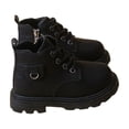 thumbnail image 4 of Kid's Boots, Kid's Winter Boots, Walking Shoes, Snow Boots, Winter Ankle Boots for Girls Boys Booties Lace Up Non-Slip Loafer Pu Leather Classic Snow Boot Toddler/Little Kid, Black US-5C/EU-21, 4 of 5
