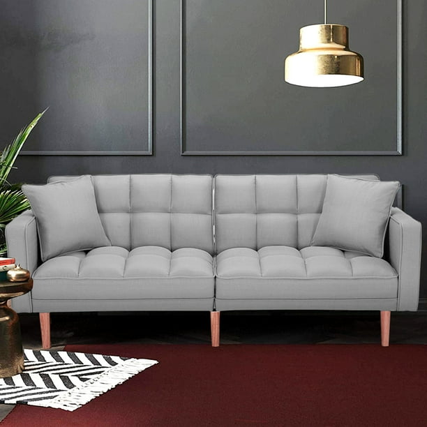 Segmart Arm Sofa Bed Plush Futon Sleeper For Living Room Adjustable Back Twin Size With 2 Pillows High Density Memory Foam Couch Small Space Apartment Condo Light Grey Ss385 Segmart Arm Sofa Bed Plush Futon, High Arm Sofa Bed