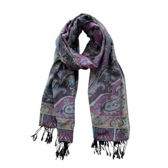 TZ Promise Scialle Pashmina Donna Con Frange - Motivo Paisley Arcobaleno, Morbida Viscosa E Acrilico, 71x183 Cm, Caldo E Leggero, Per Matrimoni E Serate - 3