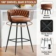 thumbnail image 3 of MYFUNT Bar Stools Set of 4, 30" Counter Height Stools, 180° Swivel Woven Back Barstools with Metal Footrest, Modern Bar Stools for Kitchen Island, Cafe, Pub, Whiskeybrown, 3 of 7