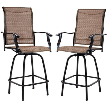 Melia Patio Sturdy 2 Piece 360 Swivel High Bar Stool Chairs