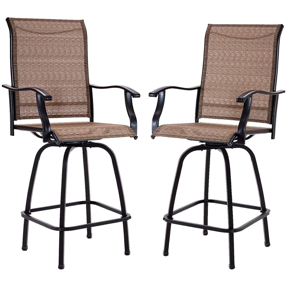 Emma Outfitter Swivel Bar Package of 2 — Metal Height Patio Bar Chairs