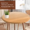 thumbnail image 4 of Orange Striped Round Tablecloth, Fitted Table Cover with Elastic for 36"-44" Round Tables, Modern Minimalist Vertical Stripes Art Table Cloth Outdoor Indoor Dinning Party Waterproof Tablecloths, 4 of 7