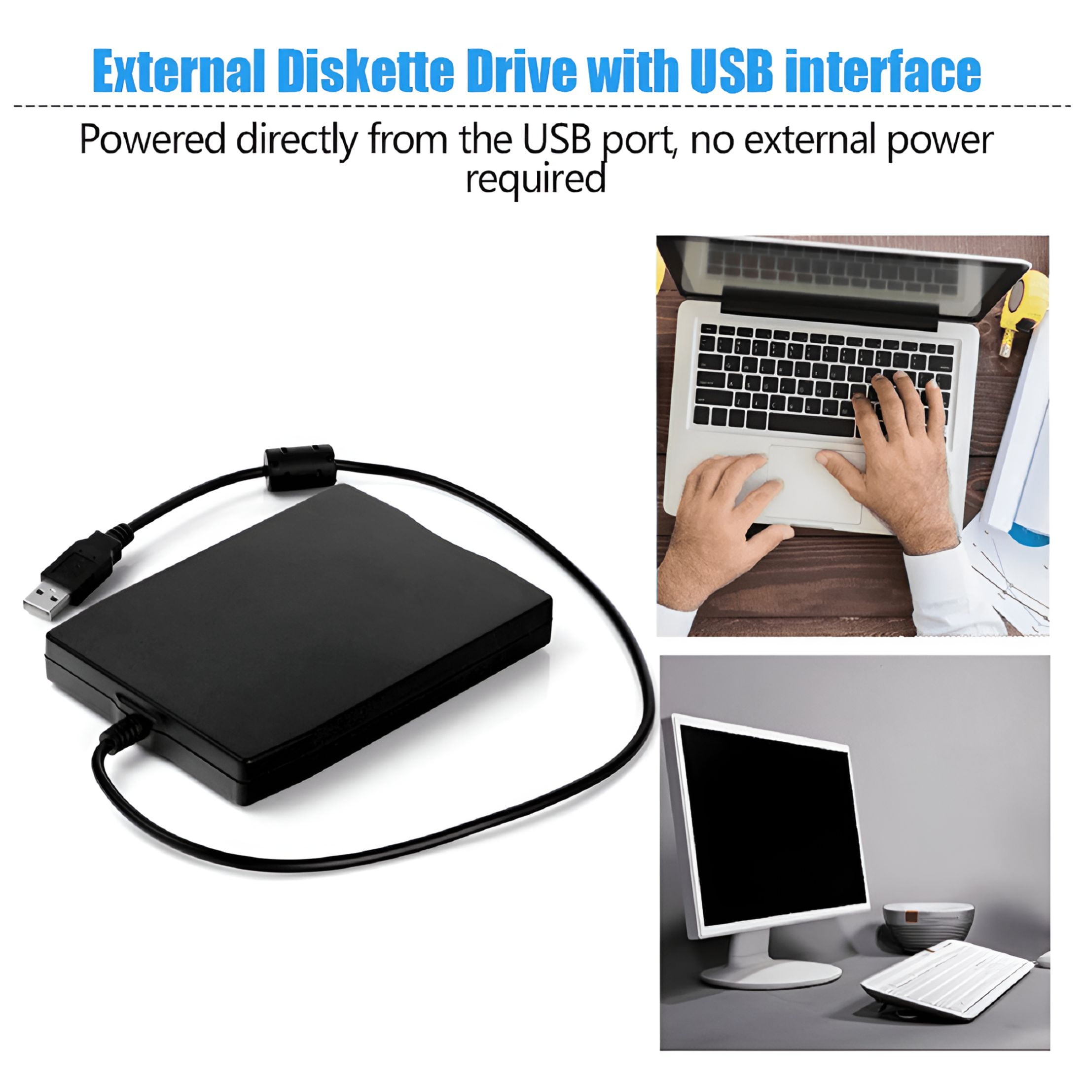 GJX 2026 New Usb External Floppy Disk Drive Portable 3.5 Inch Floppy Disk Drive Usb Interface Plug and Low Noise for Pc Laptop Black for Data Transfer,Backup,Retro Computing,Archiving,Home Office