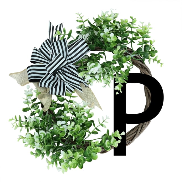 Unique Last Name Year Round Front Door Wreath With Bow Welcome Sign Garland 26 Letter Farmhouse Wreath For Front Door Spring All Mini Window Battery Powe Wreath Lights Solar Powe Wreath