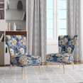 thumbnail image 2 of Designart "Victorian Roses In Cobalt Blue" Blue Rose Pattern Upholstered Accent Chair - Cottage Arm Chair For Bedroom, 2 of 7