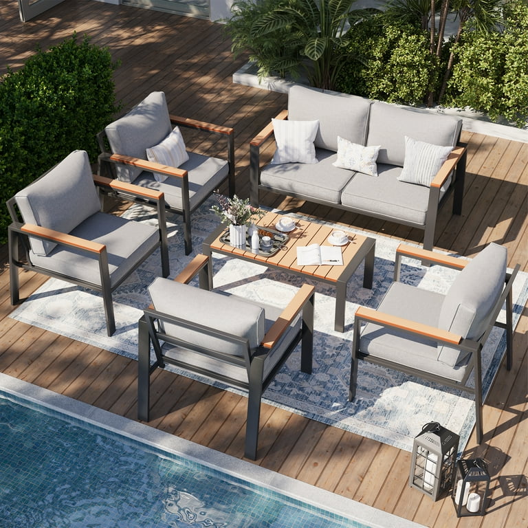 ECOPATIO Pieces Metal Patio Furniture Set, Modern Outdoor Patio