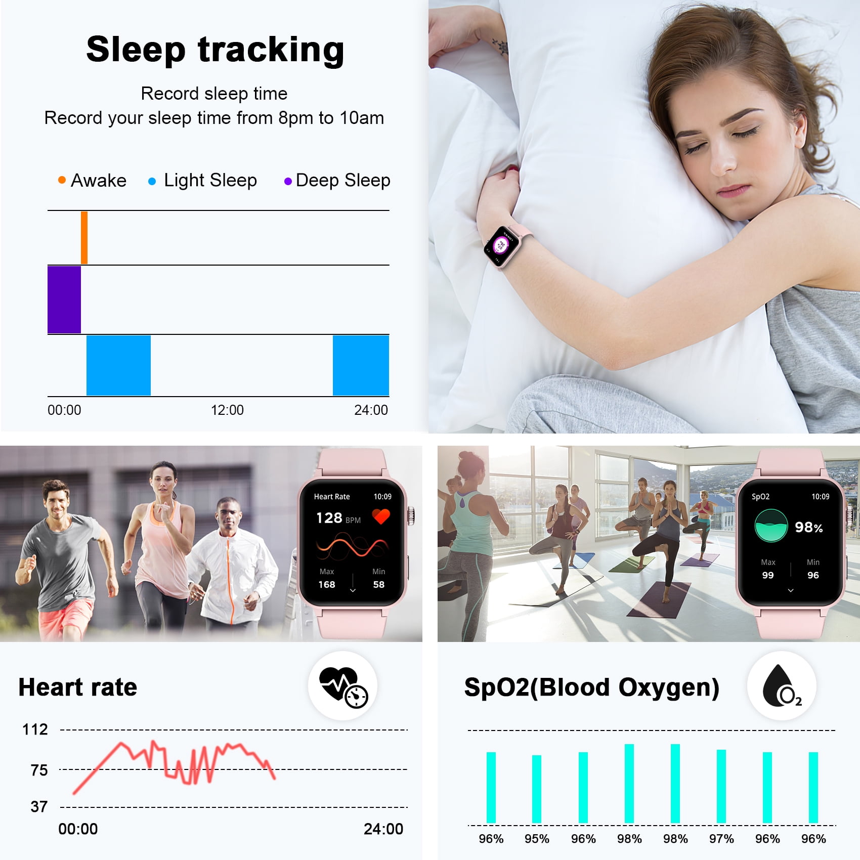 Montre Connectée Bebinca Avec Appels Bluetooth - Écran 1,69 Pouces HD - 28 Modes Sport - Étanche IP68 - Suivi Santé