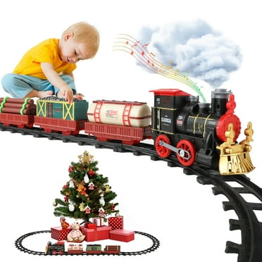 Zacro Electric Train Set for Kids, Train Toys with Steam Engine, Lights & Sound, Cargo Car and Long Track, Christmas Train Toys Gifts for Toddler Boys Girls 3 4 5 6 7 8 Year