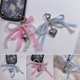 thumbnail image 2 of Neu Se Blau Rosa Grid Band Bogen Anhnger Silber Liebe Anhnger Tasche Lo, 2 of 7