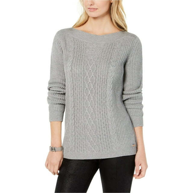 Tommy Hilfiger Womens Cable-Knit Pullover Sweater, Grey, X-Large