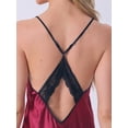 thumbnail image 5 of INSPIRE CHIC Women's Lingerie Lace Chemise Satin Slip Silky Nightie Backless Babydoll Nightgowns XS Red, 5 of 5