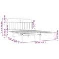thumbnail image 3 of vidaXL White California King Metal Bed Frame with Headboard & Slats, No Mattress, Easy Assembly, 3 of 5