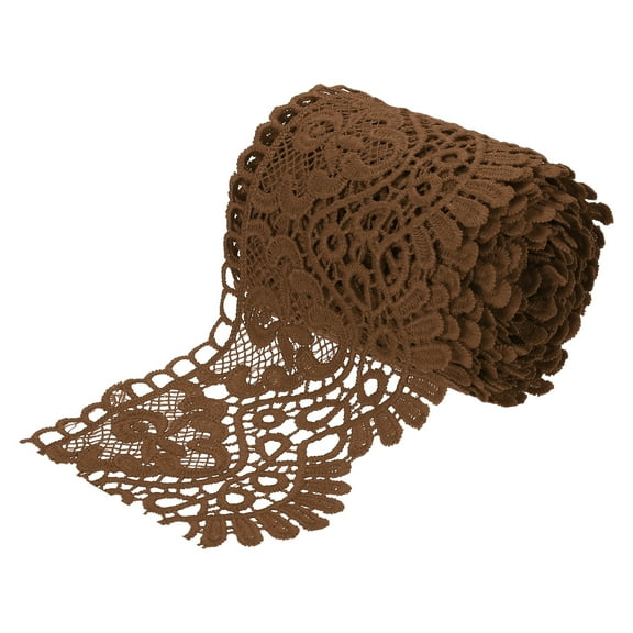 4 Inch Wide 5 Yard Lace Ribbon Floral Pattern Dark Brown Lace Trim Ribbon for Sewing Making DIY Crafts Gift Wrapping Wedding Decor