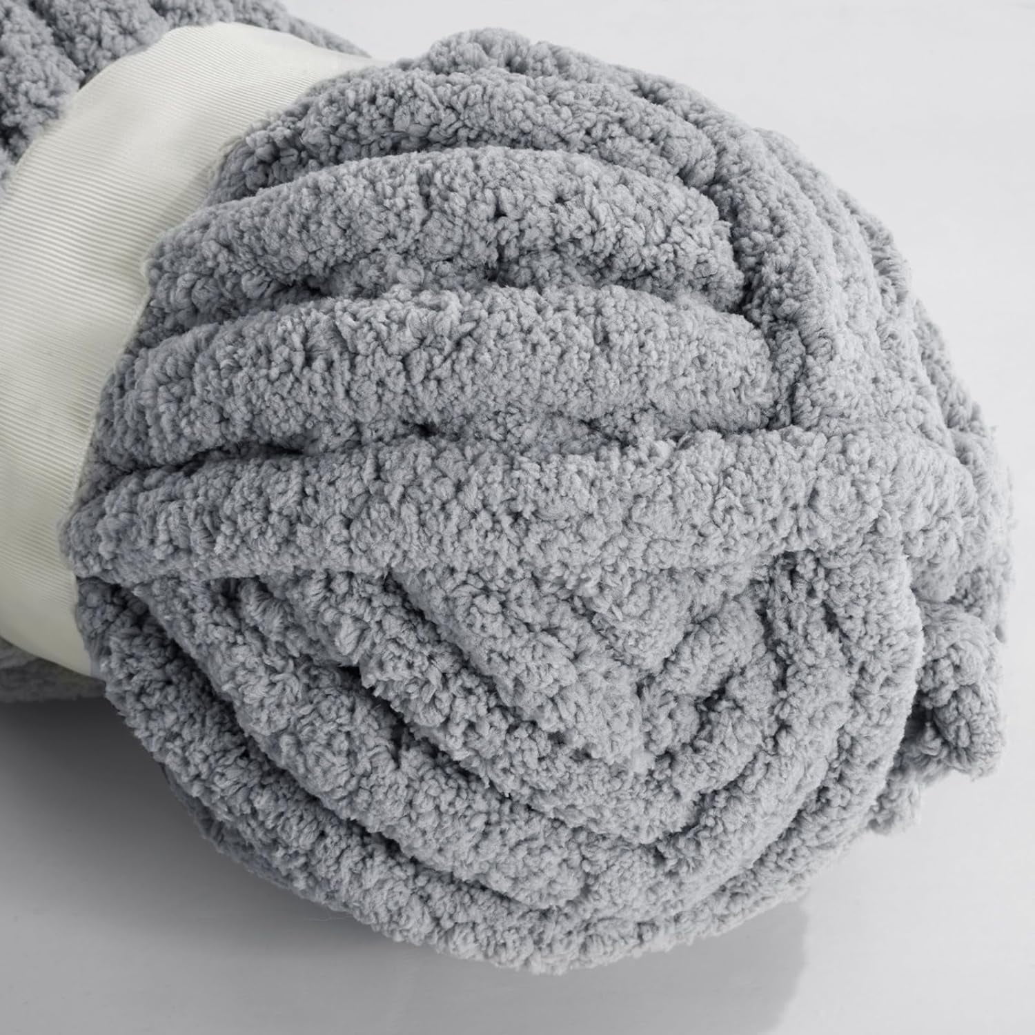 2 Pack Chunky Chenille Yarn for Crocheting, Bulky Thick Fluffy Yarn for Knitting, Bulky Chunky Yarn for Hand Knitting Blanket, Super Soft Plush Yarn (27yds Each Skein)-Gray