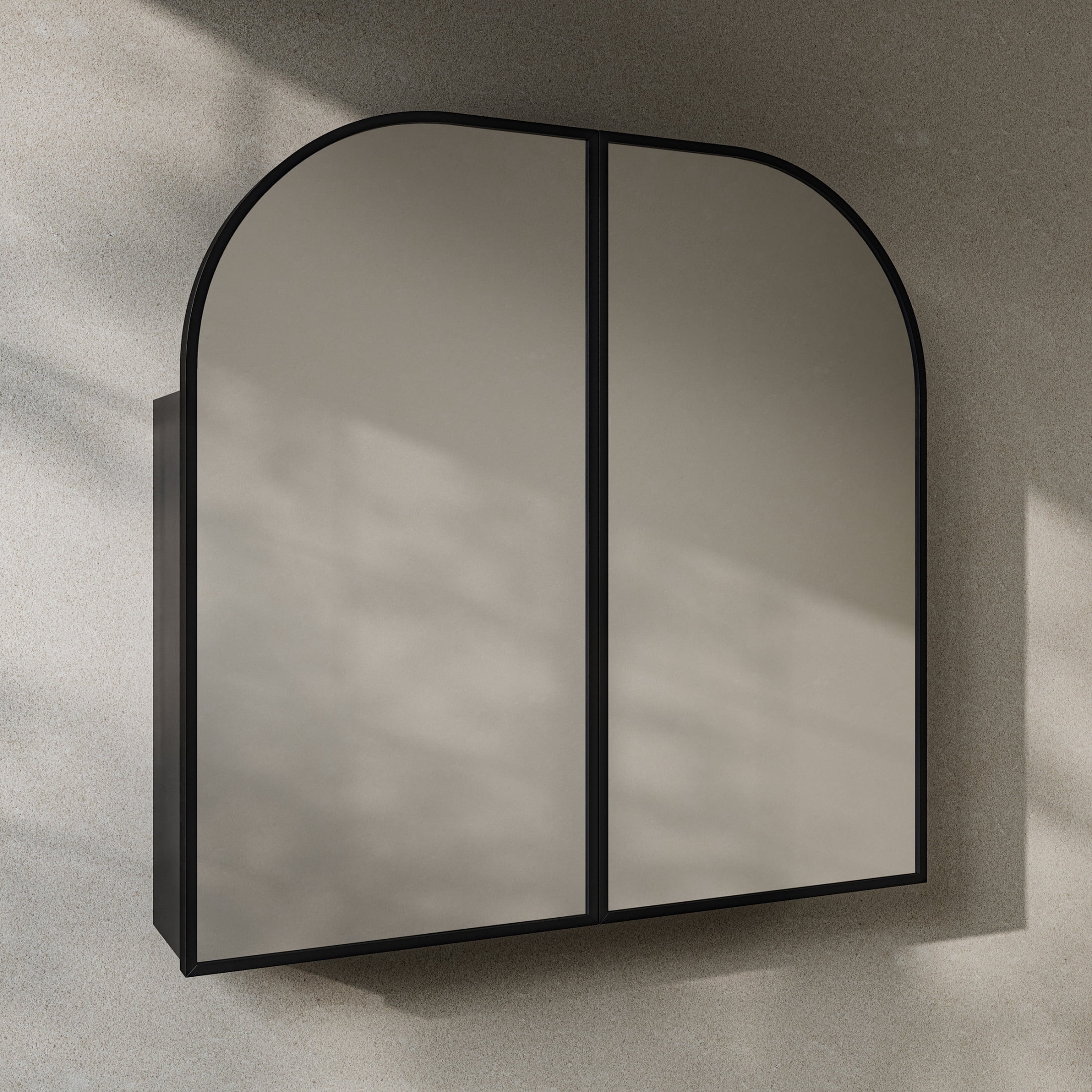 Porte 32 x 31 Arched Recessed/Wall Mount Medicine Cabinet with Mirror in Black