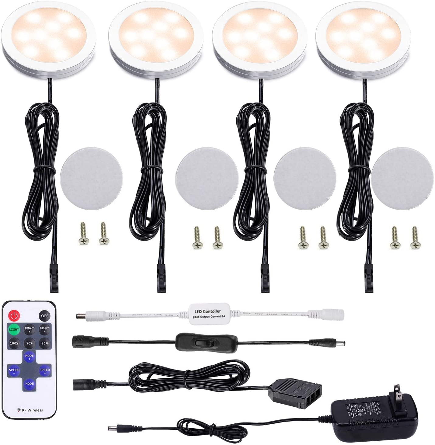 Dimmable Under Cabinet Lighting Kitchen LED Puck Lights Kit, Wall Plug –  Lvyinyin Online