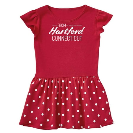 

Inktastic From Hartford Connecticut in White Distressed Text Gift Baby Girl Dress