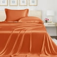 thumbnail image 5 of LINENWALAS King Size 4 Piece Bedding Sheet Set – Viscose from Bamboo Silk Sheets, Breathable & Best Cooling Bed Sheet – Hotel Luxury, Soft, Deep Pocket Anti Pilling Sheets (Burnt Orange, King), 5 of 10