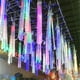 thumbnail image 2 of Guirnalda de luces LED de lluvia de meteoritos con 8 tubos, enchufe de EE. UU. y UE, decoración de calles, guirnalda de hadas, luces navideñas para bodas, iluminación exterior, 2 of 5