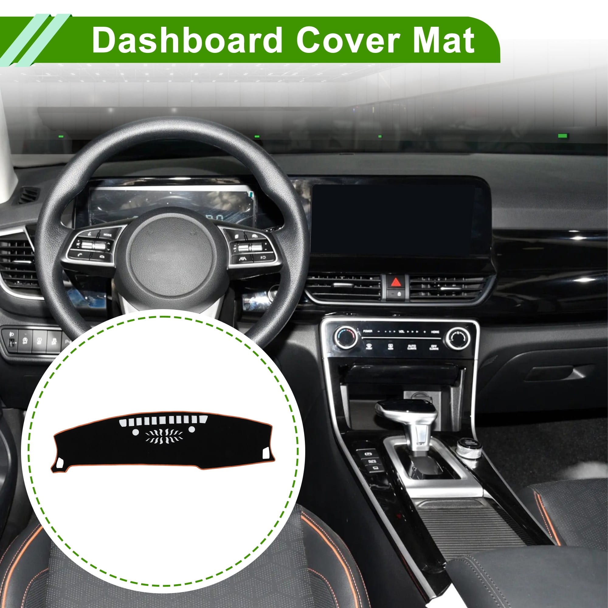 Unique Bargains Dashboard Cover for Kia Seltos 2024-2025 without Hud Dash Cover Mat Carpet Center Console Dash Cover Mat Polyester Black Orange 1 Pcs