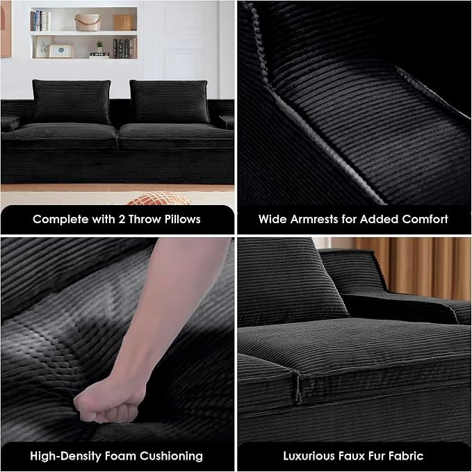 US Pride Oversized Full Foam 4 Seater Couch for Living Room Upholstered in Soft Corduroy Fabric