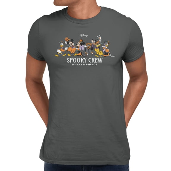 Disney Mickey Mouse Spooky Crew Halloween Men's T Shirt (Charcoal, S-XXXL)
