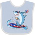 thumbnail image 3 of Inktastic Fourth of July Shark Surfing Boys or Girls Baby Bib, 3 of 4