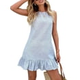thumbnail image 2 of Women'S Striped Print Sleeveless Ruffle Tunic Dress Summer Swing Flowy Mini Dresses S, 2 of 10