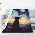 thumbnail image 1 of Fotbe Cat Under Starry Skies Manta de Franela Acolchonada con Estampado, Súper Suave y Esponjosa, Extra Grande para Sofá, Cama, Uso Todo el Año-80"x60", 1 of 7